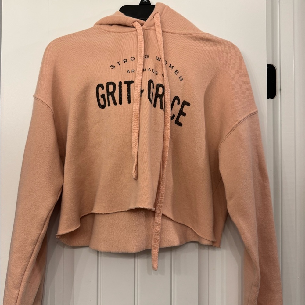 Pink crop top hoodie
